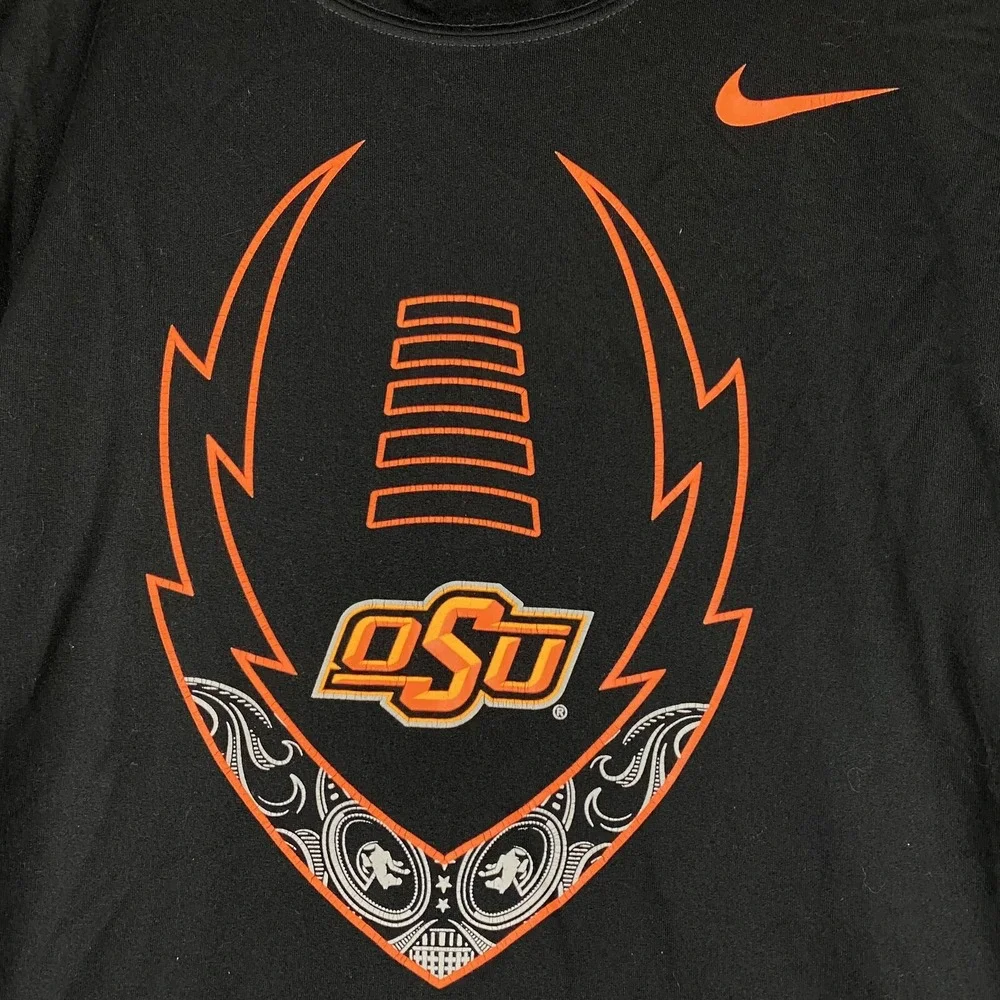 Nike Oklahoma State University Football T-Shirt Sz M‎ OSU Athletic Black DRI-FIT